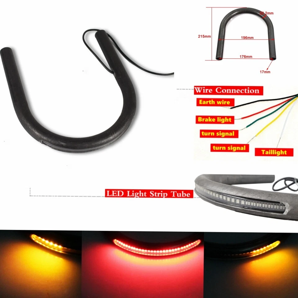 Aro de marco de bucle de asiento trasero de acero para motocicleta con luz trasera de freno LED para Café Racer Foto 1 de 4