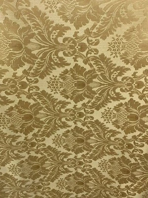 H&T FABRICS GOLD Damask Jacquard Brocade Flower Floral Fabric (110 in.) Sold By The Yard