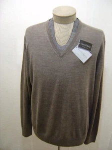 Kenneth Roberts Men’s 100% Wool Slim Fit XXL V-Neck Sweater 2XL Brown Defect New - Picture 1 of 7