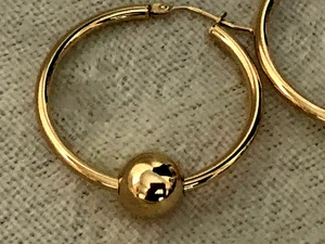 ETERNA GOLD 14K YELLOW GOLD BEADED HOOP 1-1/4" EARRINGS (M4365G-24) - Picture 1 of 8