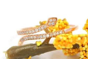 Natural Round Cut Diamond Snake Wrapped Lady's Ring 14K Rose Gold 0.32 CTW - Picture 1 of 5