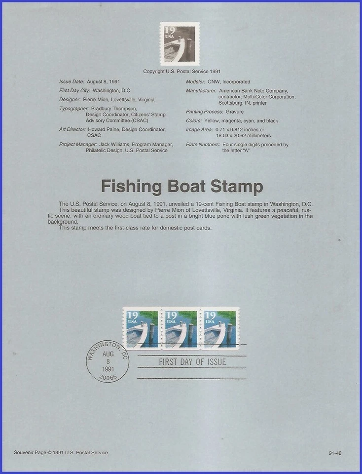 USA2 #2529 U/A SOUVENIR PAGE FDC STR3  Fishing Boat - Image 1 of 1