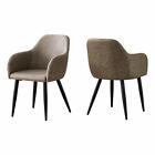 Monarch Fabric Upholstered Dining Chair in Taupe (Set of 2)