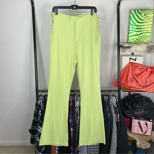 Princess Polly Green Midway Laced Flare Pants - Picture 1 of 9