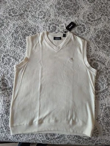 ASHWORTH Men's V Neck Sweater Vest Ivory Cotton AM 5606 NWT MSRP $90 - Picture 1 of 2