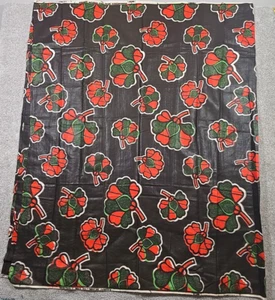 Veritable Wax Bazin Riche Damast Gore Tex Stoff Material Floral Braun 48" x 79" - Bild 1 von 9