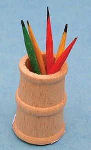 Dolls House Miniature 1/12th Scale Wooden Pencil Pot D1393 - Imagen 1 de 1