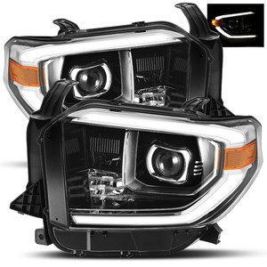 For 14-19 Toyota Tundra Polished Black Projector Headlights LH/RH Replacement