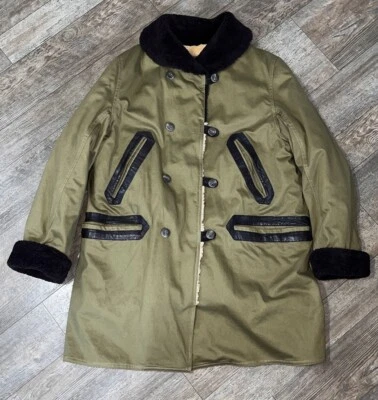 LL BEAN 1929 ARCHIVE DUCK HUNTING COAT COTTON LAMB LEATHER MENS LARGE WW2 Trench - Image 1 of 4