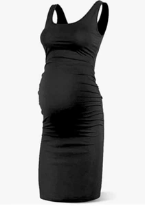 Women Summer Sleeveless Maternity Dress Pregnancy Tank Scoop Neck Mama Clothes - Picture 1 of 5