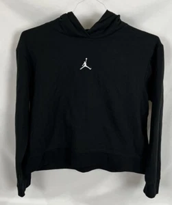 Nike Air Jordan Crop Hoodie Sweatshirt Youth Size XL Long Sleeve Logo Black - Picture 1 of 3