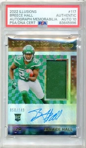 Breece Hall Rc 2022 Illusions Patch #117 ROOKIE #058/249 Jets PSA 10 Auto - Picture 1 of 2