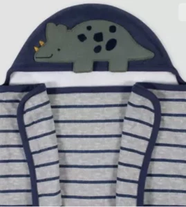 Gerber Baby Boys' Dino Hooded Bath Wrap - Blue - Picture 1 of 6