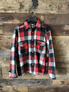 Vtg Woolrich Plaid Wool Heavy Flannel Shacket Shirt Mens L - Picture 1 of 4