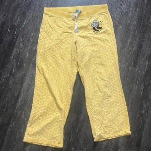 Nick & Nora Womens Pajama Lounge Capri Pants Yellow Honeycomb Bee L Flaw - Picture 1 of 4