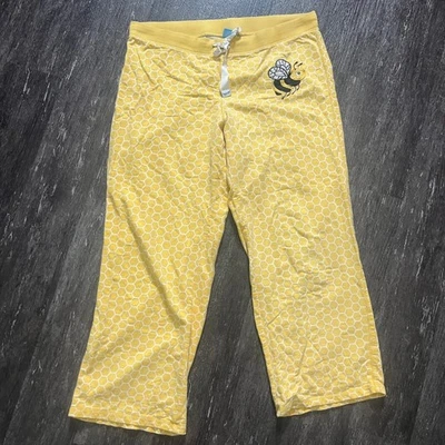 Nick & Nora Mujer Pijama Salón Capri Pantalones Amarillo Nido de Abeja Talla L Foto 1 de 4