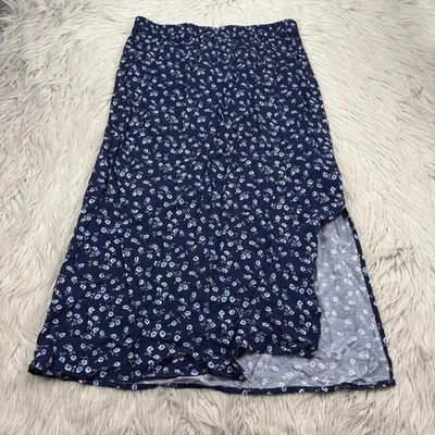 NWT Gap Women's M Navy Floral A-Line Pull on Midi Skirt Cottagecore 90's Coastal - Image 1 of 4