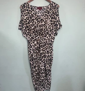 Vestido Jennifer Lopez Mujer L Estampado Leopardo Fuera del Hombro Slinky Urbano Chic - Imagen 1 de 15