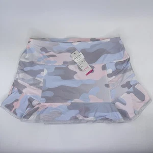 LUCKY IN LOVE Pickleball Tennis Skort Skirt Ruffle Camo Pink Blue Grey Womens XL - Picture 1 of 8