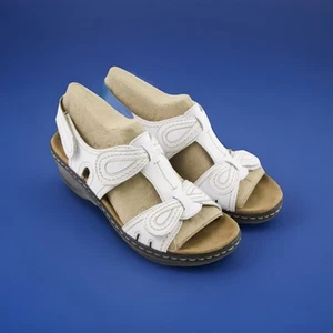 Sandalias para mujer Clarks blancas Lexi de nogal con tiras talla 7M - Imagen 1 de 10