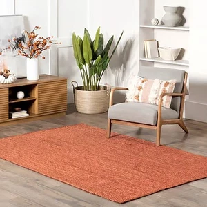 Rugs Carpet Jute Braided Modern Solid Bedroom Area Rug Rustic Look Carpet Mat - Picture 1 of 12