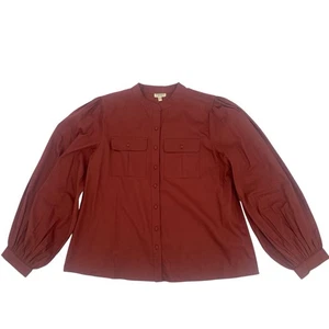 Anthropologie Größe M Nikasha Utility Cargo Bluse Shirt purpurrot neu mit Etikett - Bild 1 von 15