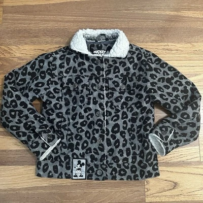 Chaqueta de piel sintética de pana con estampado de leopardo Disney Mickey Mouse, talla 5/6 Foto 1 de 4