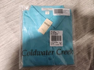 Coldwater Creek Top Blouse No One Pocket Light Blue button Blouse Long Sleeve L - Picture 1 of 2