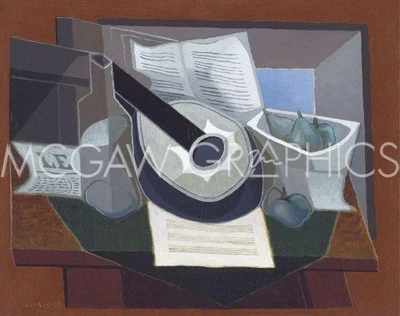 Still Life With a Guitar 1925, Juan Gris, Wall Decor Art Print  11" x 14" 502 - Image 1 of 2