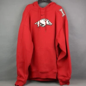 Arkansas Razorbacks Nike Sweatshirt Hoodie Large Red Chain Stitch Logo Team   - Picture 1 of 20