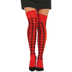 Zirkus Overknees Karierte Harlekin Strümpfe Damenstrümpfe Clown Kniestrümpfe - Bild 1 von 1