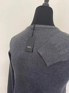 HUGO BOSS Pullover Logo Gray Wool Crew Neck Logo S size Pullover - Picture 1 of 7