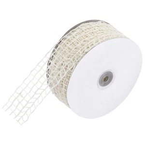 Mesh Burlap Wired Ribbon, 2.5 Inch x 30 Yard Natural Jute Fabric Ribbons White - Picture 1 of 6