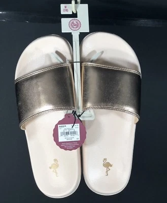 Womens Sandals Gloria Vanderbilt SO Color Rose Gold Slides Sandal Size 7/8 NEW - Image 1 of 4