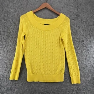 Lauren Ralph Lauren Sweater Womens Medium Lemon Yellow Cable Knit Pullover Knit - Picture 1 of 9