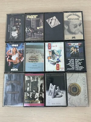 Classic Rock 12 Audio Cassette Tape Lot: Whitesnake, Bon Jovi, U2, Ratt, Elton J Foto 1 de 4
