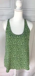 Camiseta sin mangas Joie Mak verde seda estampado piña espalda cruzada talla S - Imagen 1 de 4