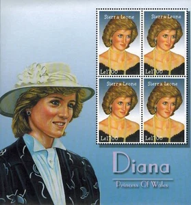 MODERN GEMS - Sierra Leone - Princess Diana of Wales - Sheet of 4 - MNH - Picture 1 of 1