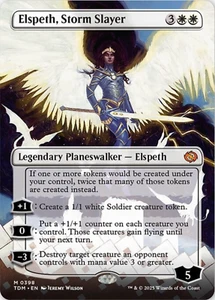 Magic The Gathering Elspeth Storm Slayer TDM NM Mythic Legendary Planeswalker 398 Borderless - Imagen 1 de 2