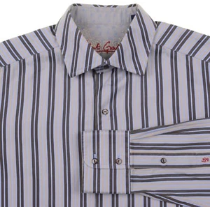 Robert Graham Gray & Blue Woven Embroidered Multi Striped Cotton Casual Shirt M  - Picture 1 of 11