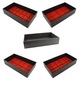 3 Inch Deep Black Leatherette Tray With Choice Of Red Compartment Insert - Picture 1 of 27