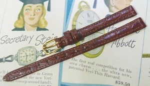 Nuevo de Lote Antiguo 1990 Downing 5/16" 8mm Marrón Elegante Croco Grano Cuero Correa W@W - Imagen 1 de 8