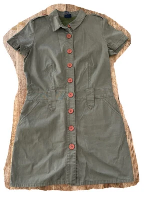 Vestido Boston Proper manga corta botón delantero verde talla 12 Foto 1 de 4