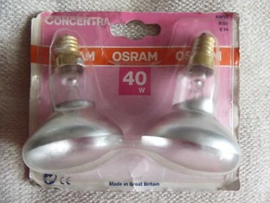 PACKET OF 2 x CONCENTRA OSRAM 40W SPOT BULBS R50 E14..screw fixing - Picture 1 of 2