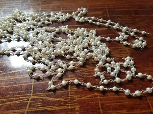 Mother of pearls rosary connecting beaded 925 sterling silver Chain for jewelry - Picture 1 of 10