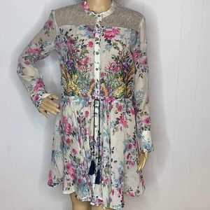 Aratta Silent Journey Minikleid Größe Small halbtransparent Blumen bestickt Perlen - Bild 1 von 9