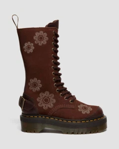 Botas clásicas Dr. Martens para mujer 1B99 Dunnet flor gamuza plataforma marrón - Imagen 1 de 8