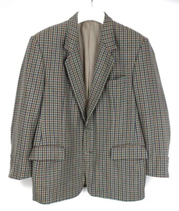DANIEL HECHTER Grant-Sakko Blazer Men's LARGE Pure New Wool Notch Lapel Plaid - Picture 1 of 13