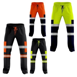 Hi Viz Vis Safety Work Fleece Trousers Jogging Bottoms Joggers Sweat Pants S-2XL - Picture 1 of 52