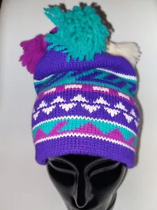 multi color pom beanie womens - Picture 1 of 6